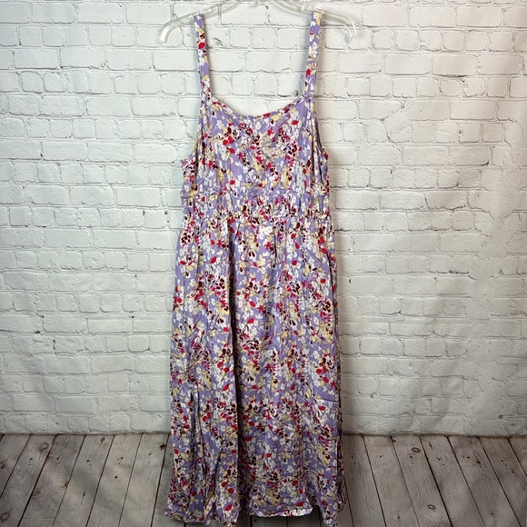 BloomChic Purple Floral Pocket Midi Dress Size 12 Large - Picture 2 of 6